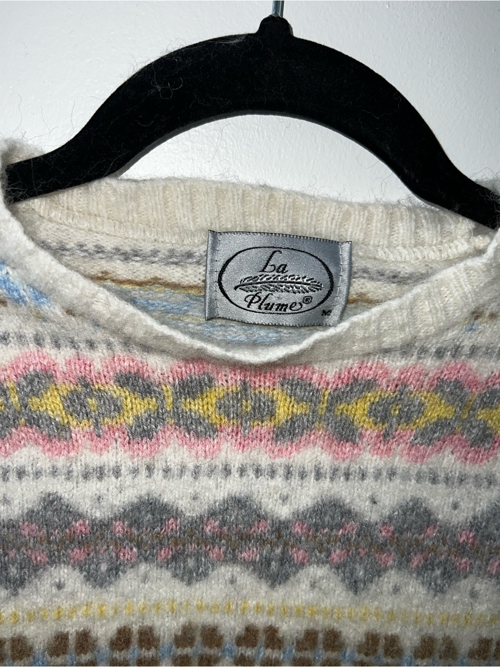 La Plume Cream Fair Isle Kids Sweater with Pink & Yellow Accents